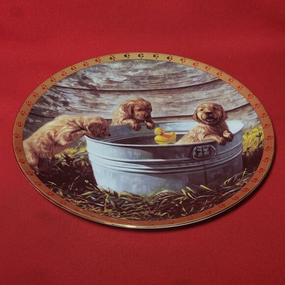 VTG Hamilton Collection Decorative Plate The Waters Fine Jon Ren A World of Pupp - Picture 3 of 11